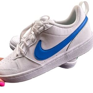 Nike Court Borough Low White Blue Kids Youth Size 6Y Sneakers New